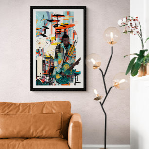 New Orleans Vintage Jazz Klubb Guitar Player Poster