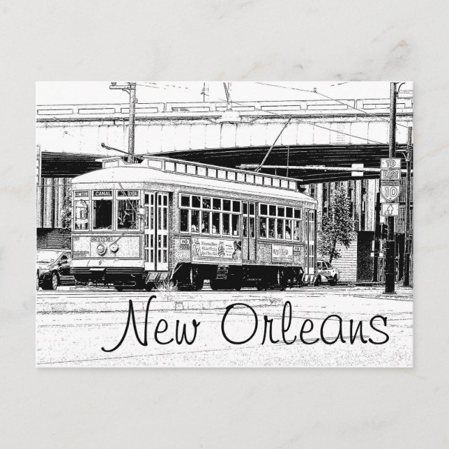 New Orleans vykort - Trolleybil (Framsida)