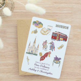 New Orleans Watercolor Bröllop Spara Datumet