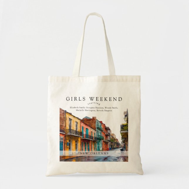 New Orleans  Watercolor Girls Weekend Tygkasse (Framsidan)