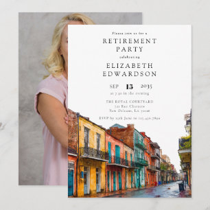 New Orleans Watercolor Pensioneringsfest Foto Inbjudningar
