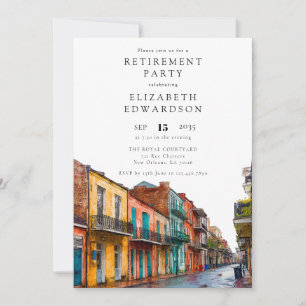New Orleans Watercolor Pensioneringsfest Inbjudningar