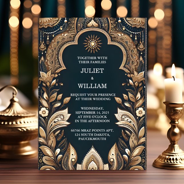 New Palace Hindi Henna Mehndi Indian Stil Bröllop Inbjudningar (Skapare uppladdad)
