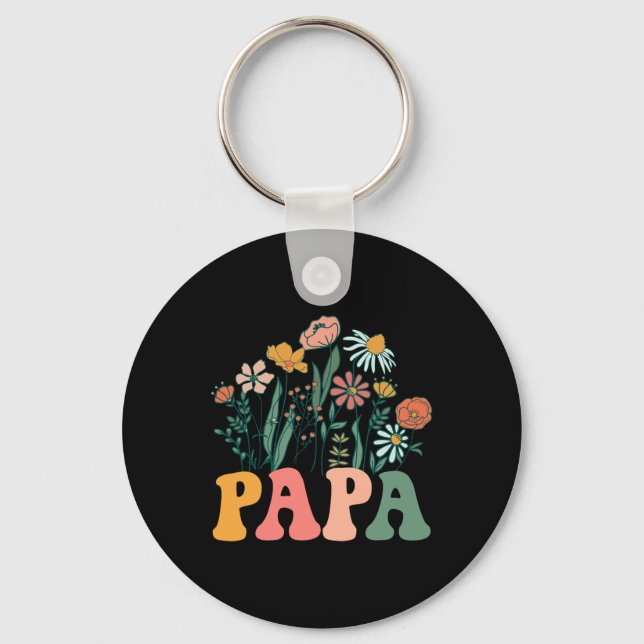 New Papa Wildflower First Birthday &amp; Baby Show Nyckelring (Framsida)