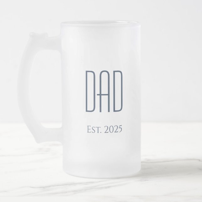 New Pappa Modern Far Navy Blue Typography Frostat Ölglas (Vänster)