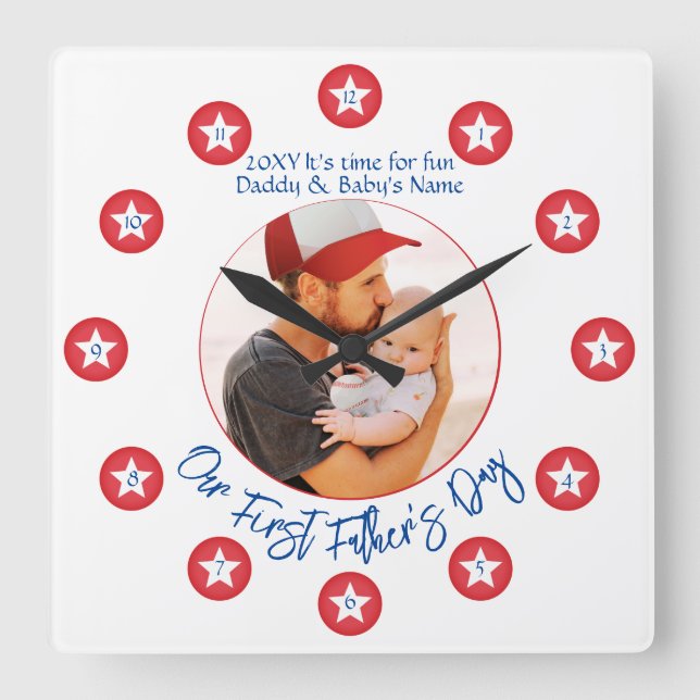 New Pappa Modern Unik Keepsaké först Fars dag Fyrkantig Klocka (Framsida)