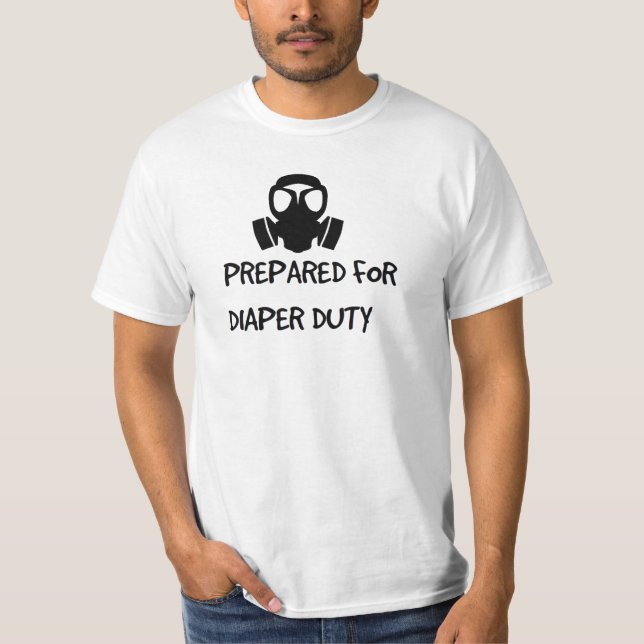 New Pappa 'PREPARED FOR DIAPER DUTY' FUNNY Tee (Framsida)