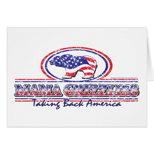 NEW-Patriotic-Grizzly Hälsningskort (Framsidan Horizontal)