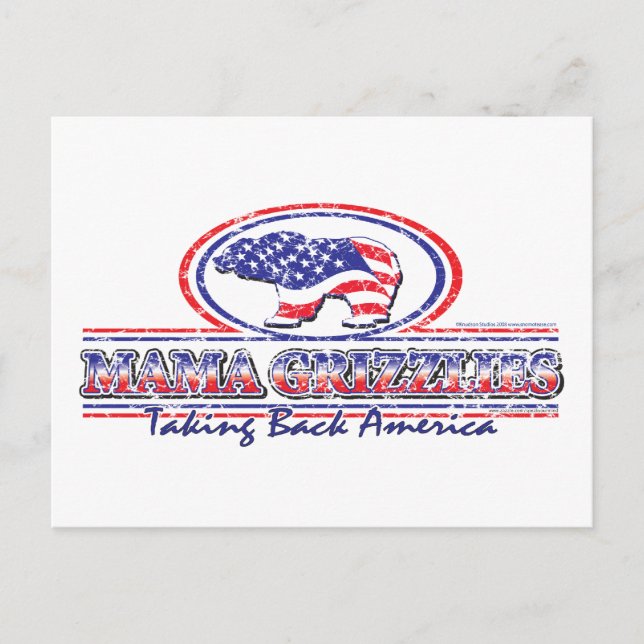 NEW-Patriotic-Grizzly Vykort (Framsida)