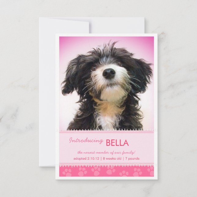 New Pet Rosa Tass avtryck for Girl Announement Meddelande (Framsida)