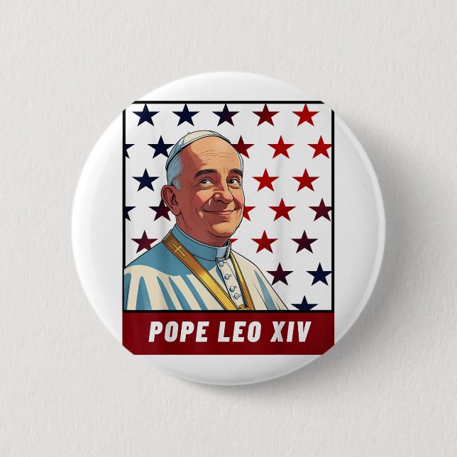 New Pope Leo Xiv Robert American Flagga Knapp (Framsida)