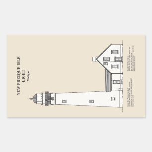 New Presque Isle Lighthouse - Michigan - SBD Rektangulärt Klistermärke