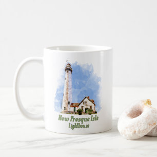 New Presque Isle Lighthouse Watercolor - Michigan Kaffemugg