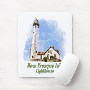 New Presque Isle Lighthouse Watercolor - Michigan Musmatta