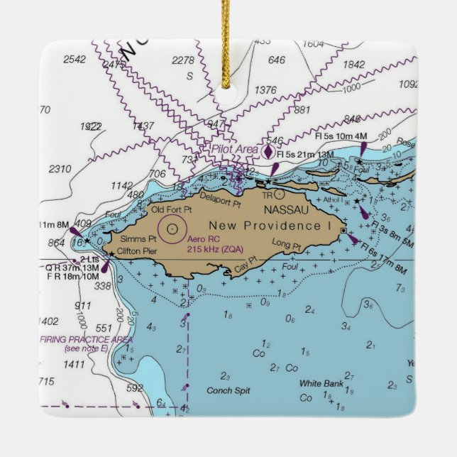 New Providence Island Bahamas Julgransprydnad Keramik (Baksida)
