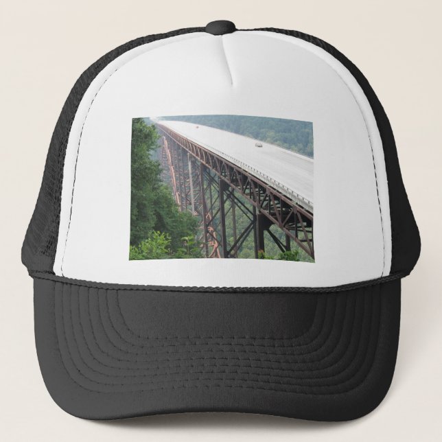 New River Gorge Bridge, Väster Virginia, hat/cap. Truckerkeps (Framsida)
