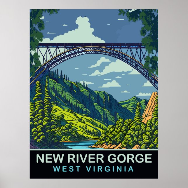 New River Gorge, Bridge, WV, Travel Poster (Framsidan)
