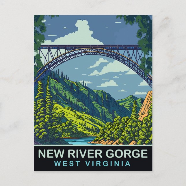 New River Gorge, bro, WV, resa Vykort (Framsida)