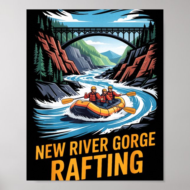 New River Gorge Flodrafting Vitvatten Paddla Utomh Poster (Framsidan)