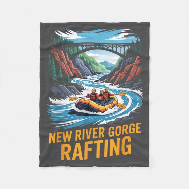 New River Gorge Flodrafting Vitvattenpaddling Utom Fleecefilt (Framsidan)