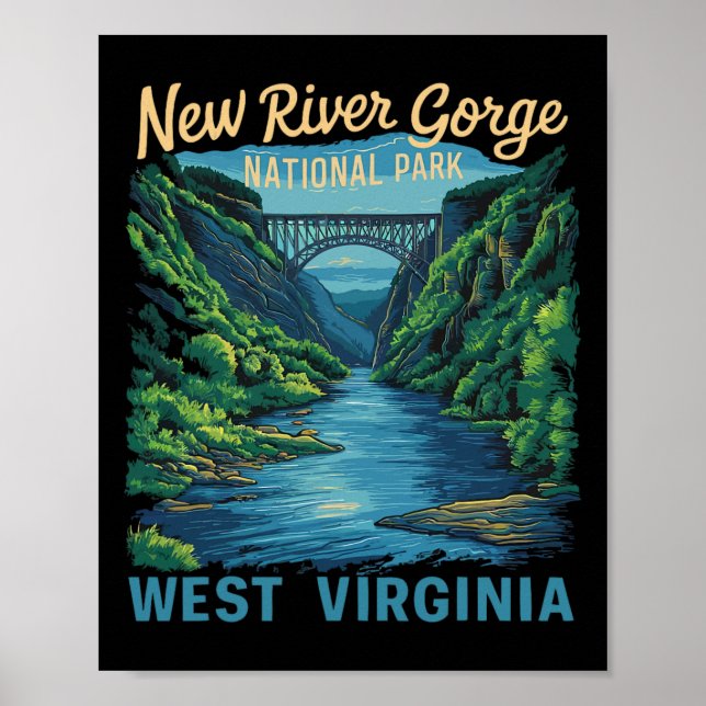 New River Gorge National Park Bridge Flodrafting V Poster (Framsidan)