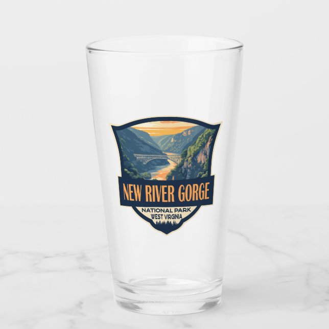New River Gorge National Park Illustration Retro Glaskopp (Framsida)