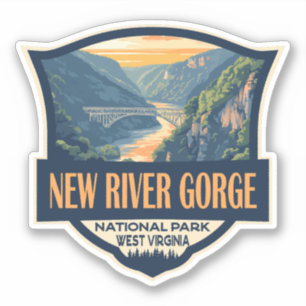 New River Gorge National Park Illustration Retro Klistermärken