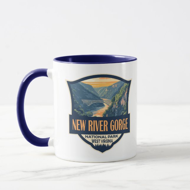 New River Gorge National Park Illustration Retro Mugg (Vänster)