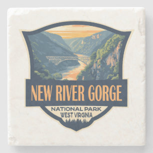 New River Gorge National Park Illustration Retro Stenunderlägg