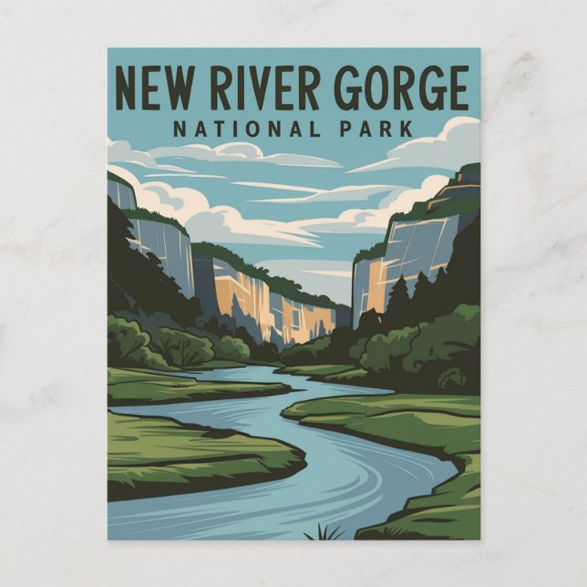 New River Gorge National Park Minimal Illustration Helg Vykort (Framsida)