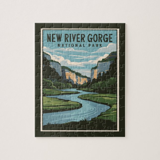 New River Gorge National Park Minimal Illustration Pussel (Vertikal)