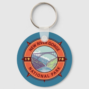 New River Gorge National Park Retro Compass Emblem Nyckelring