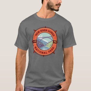 New River Gorge National Park Retro Compass Emblem T Shirt