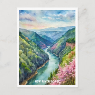 New River Gorge National Park Watercolor Painting Vykort
