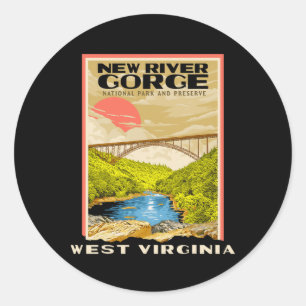 New River Gorge National Park West Virginia Flodra Runt Klistermärke
