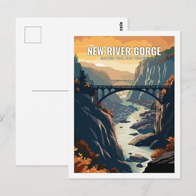 New River Gorge National Park West Virginia USA  Vykort (Fram/baksida)