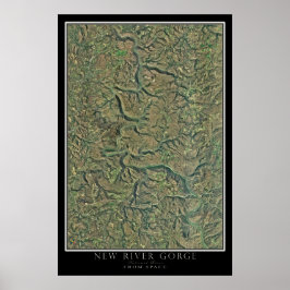 New River Gorge National River Satellite Karta Poster