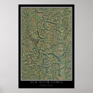 New River Gorge National River Satellite Karta Poster