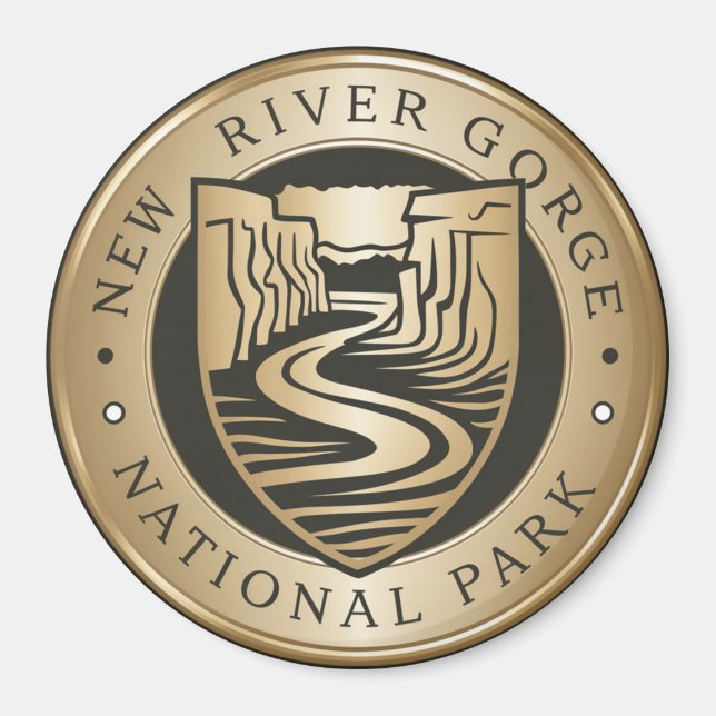New River Gorge nationalpark Golden Emblem Magnet (Framsidan)
