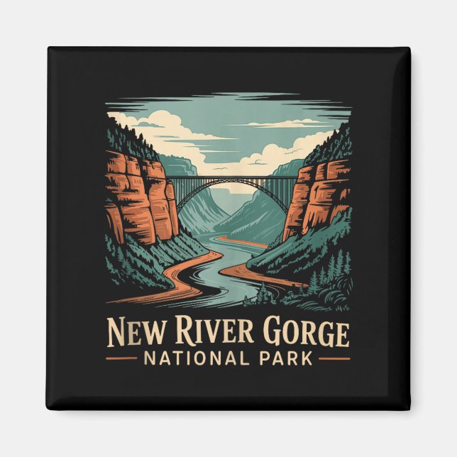 New river gorge nationalpark retro bro magnet (Framsidan)