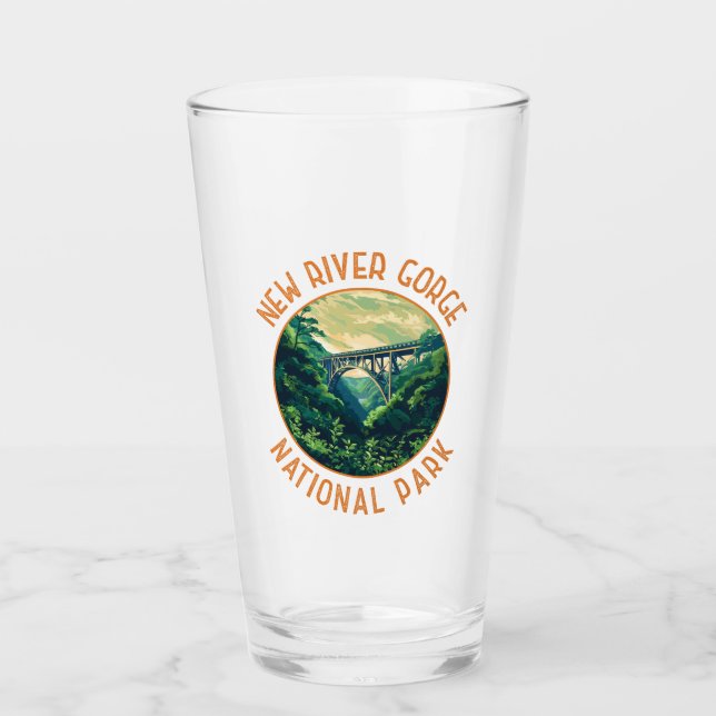 New River Gorge nationalpark Retro Distress Glaskopp (Framsida)
