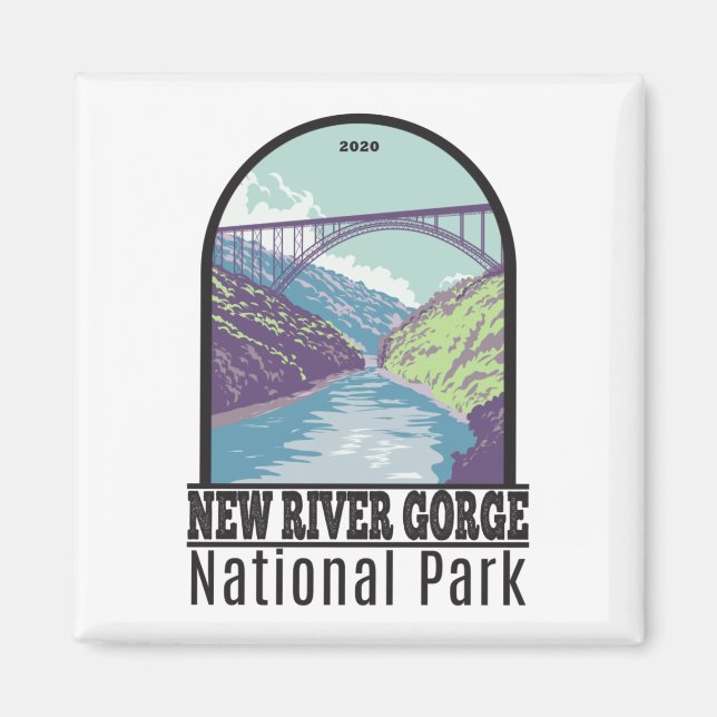 New River Gorge nationalpark Väster Virginia Bridg Magnet (Framsidan)