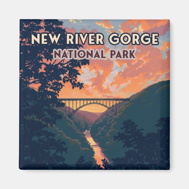 New River Gorge nationalpark Väster Virginia Bridg Magnet (Framsidan)
