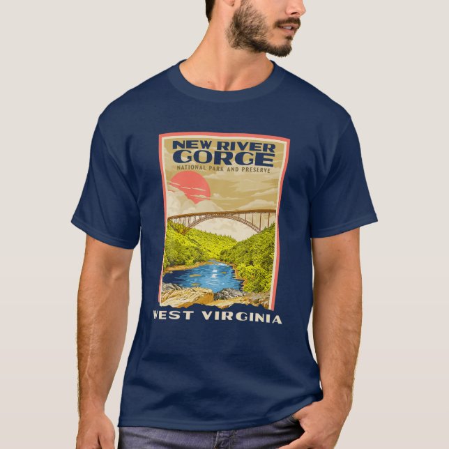 New River Gorge nationalpark Väster Virginia Rafti T Shirt (Framsida)