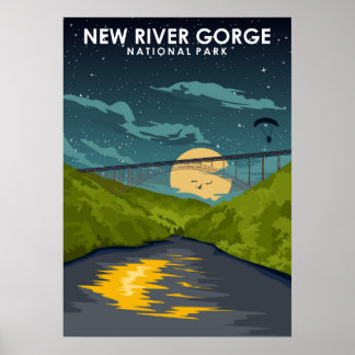 New River Gorge nationalpark Vintage resor Art Poster