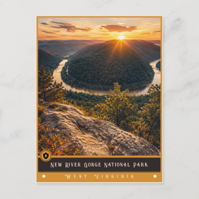 New River Gorge nationalpark | Vintage Vykort (Framsida)