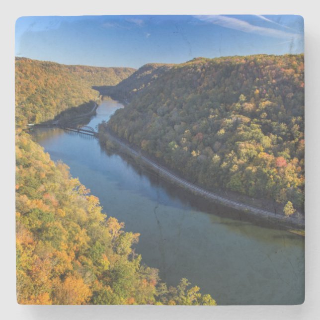 New River Gorge vid Hawks Nest State Park Underlägg Sten (Framsidan)