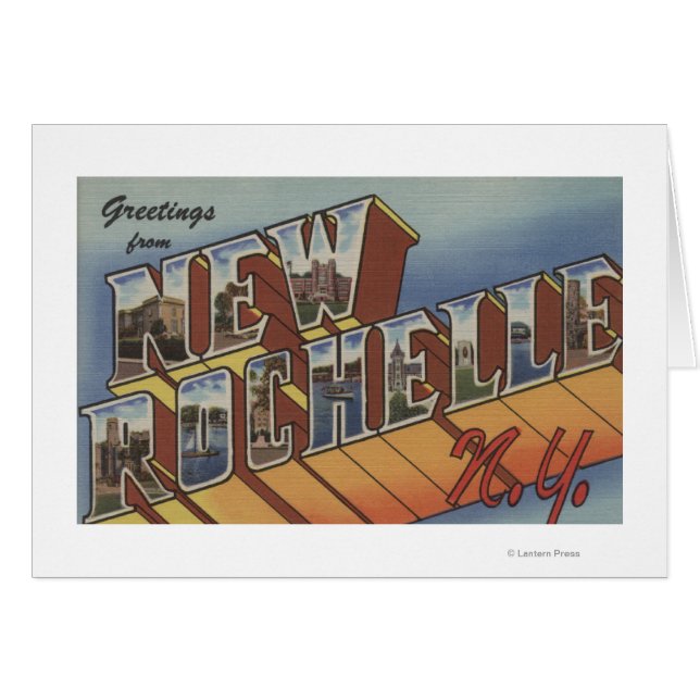 New Rochelle, New York - Stora Brev Scenes Hälsningskort (Framsidan Horizontal)