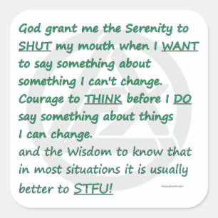 New Serenity Prayer Fyrkantigt Klistermärke