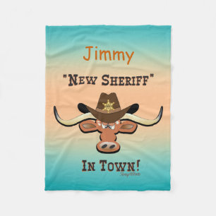 New sheriff in Town, Longhorn Fleece Blanket